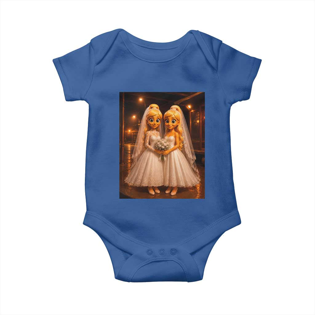Funny Lesbian Pride Tung Tung Sahur Engagement Gift Baby Onesie TS12 Royal Blue Print Your Wear