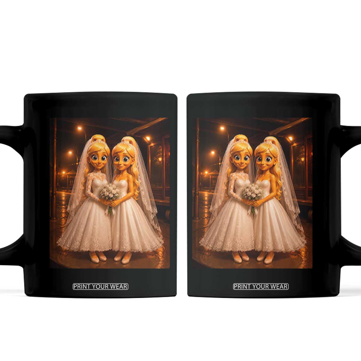 Funny Lesbian Pride Tung Tung Sahur Engagement Gift Coffee Mug