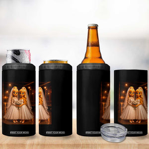 Funny Lesbian Pride Tung Tung Sahur Engagement Gift 4 in 1 Can Cooler Tumbler