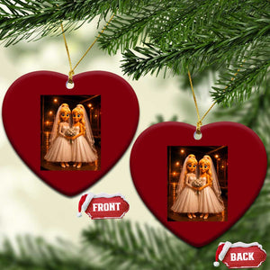 Funny Lesbian Pride Tung Tung Sahur Engagement Gift Ceramic Ornament