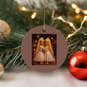 Funny Lesbian Pride Tung Tung Sahur Engagement Gift Ceramic Ornament