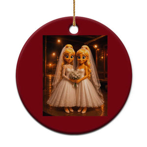 Funny Lesbian Pride Tung Tung Sahur Engagement Gift Ceramic Ornament