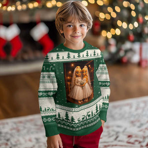 Funny Lesbian Pride Tung Tung Sahur Engagement Gift Ugly Christmas Sweater TS12 Forest Green Beige Print Your Wear