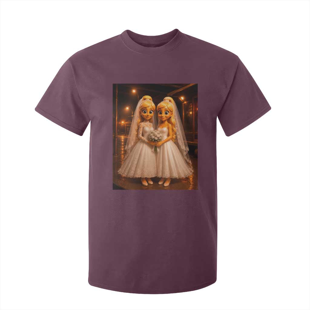 Funny Lesbian Pride Tung Tung Sahur Engagement Gift T Shirt For Kid