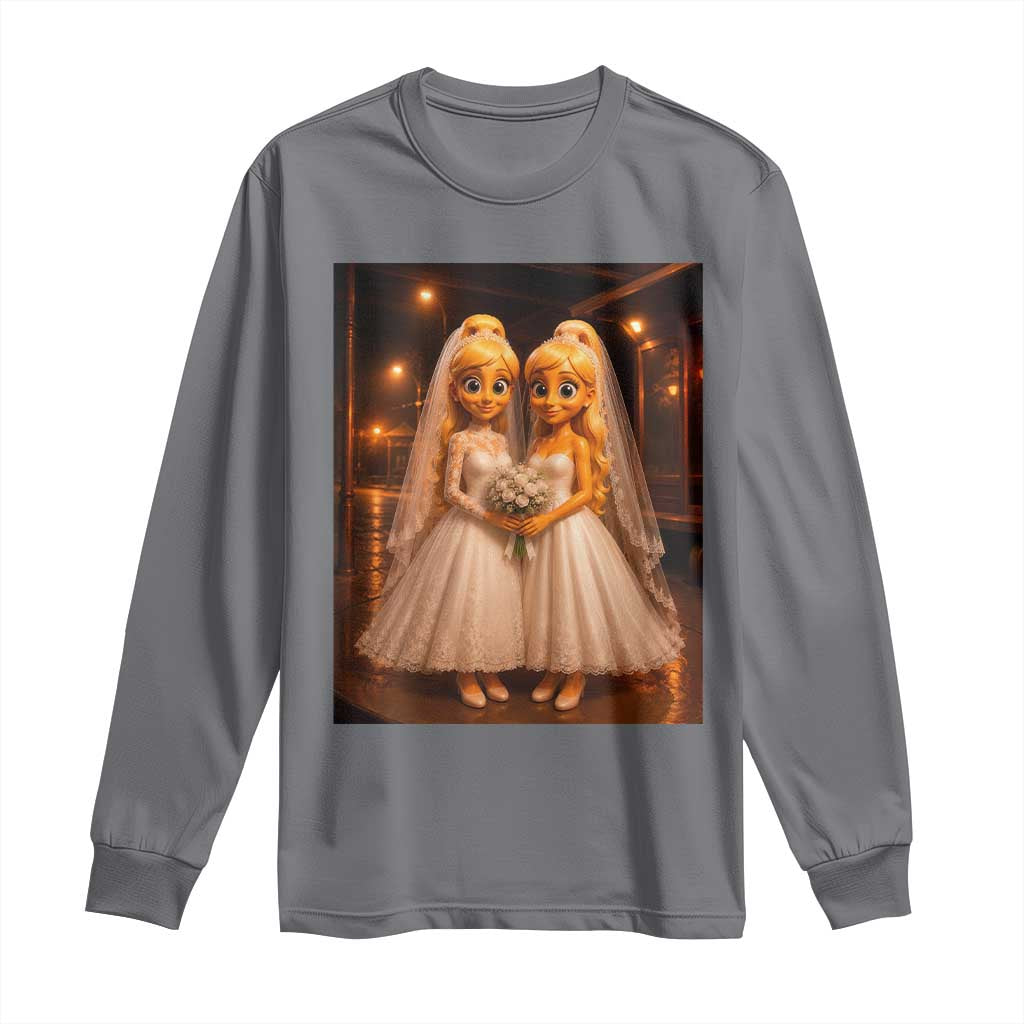Funny Lesbian Pride Tung Tung Sahur Engagement Gift Long Sleeve Shirt TS12 Charcoal Print Your Wear