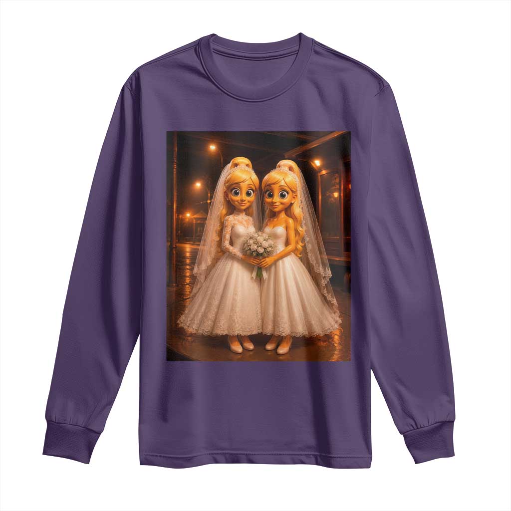 Funny Lesbian Pride Tung Tung Sahur Engagement Gift Long Sleeve Shirt TS12 Purple Print Your Wear