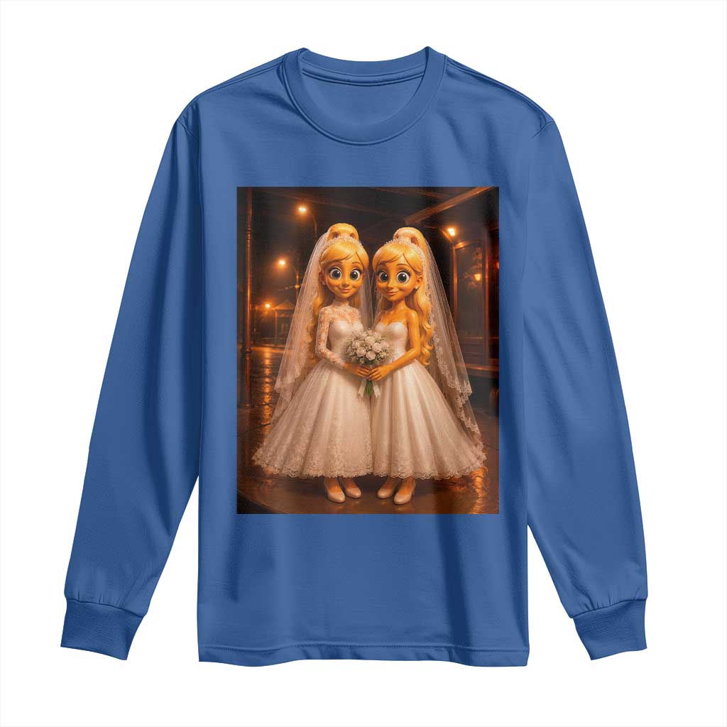 Funny Lesbian Pride Tung Tung Sahur Engagement Gift Long Sleeve Shirt TS12 Royal Blue Print Your Wear