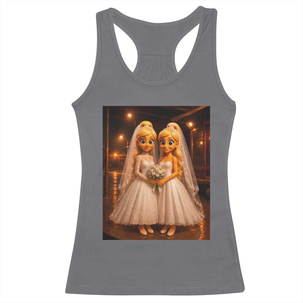 Funny Lesbian Pride Tung Tung Sahur Engagement Gift Racerback Tank Top TS12 Charcoal Print Your Wear