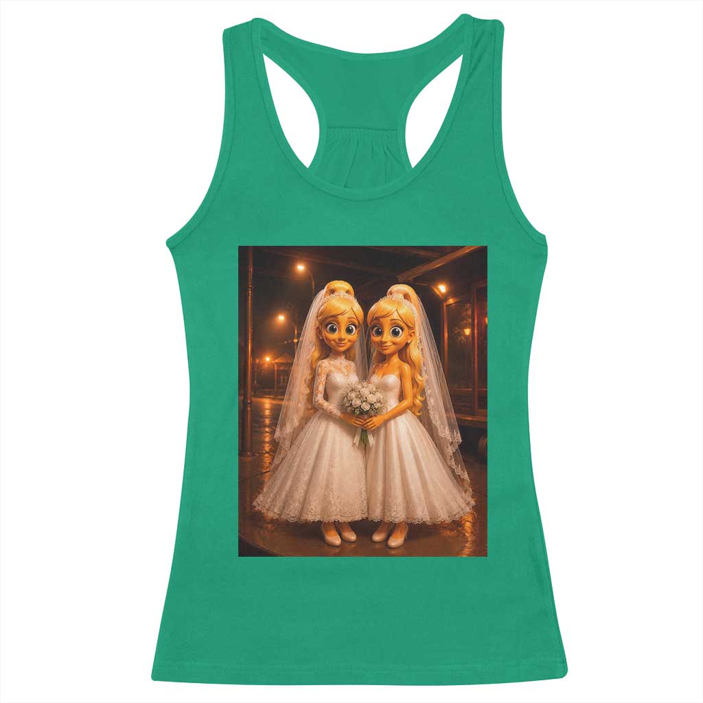 Funny Lesbian Pride Tung Tung Sahur Engagement Gift Racerback Tank Top TS12 Irish Green Print Your Wear