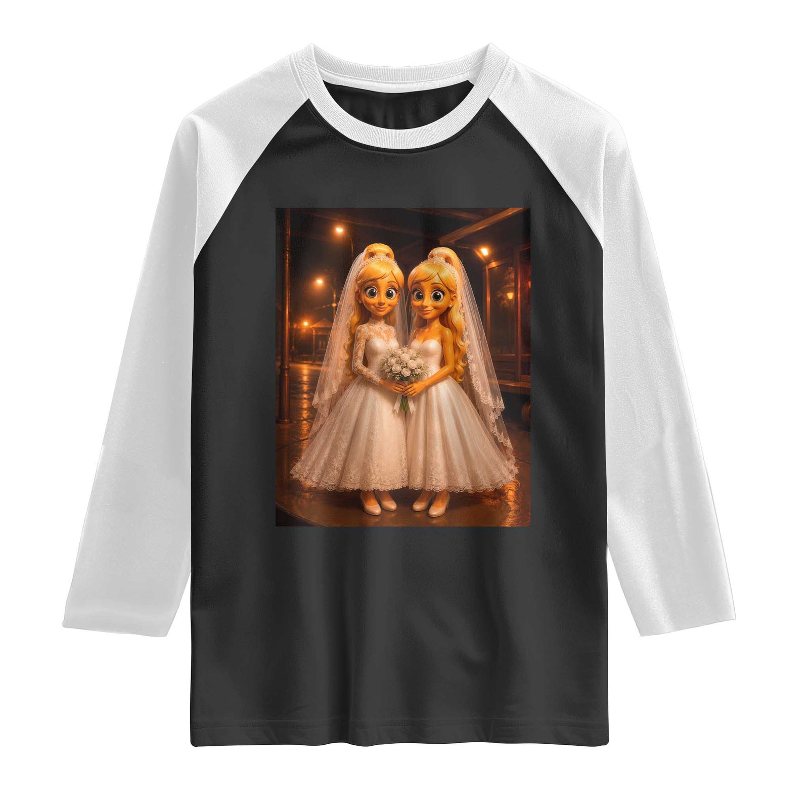 Funny Lesbian Pride Tung Tung Sahur Engagement Gift Raglan Shirt TS12 Black White Print Your Wear