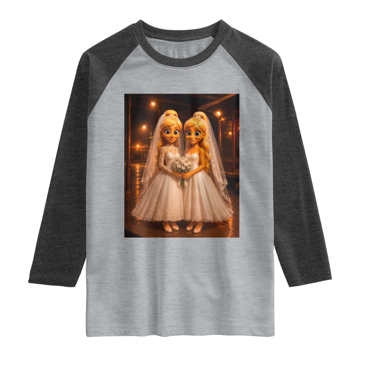 Funny Lesbian Pride Tung Tung Sahur Engagement Gift Raglan Shirt TS12 Heather Gray Heather Charcoal Print Your Wear