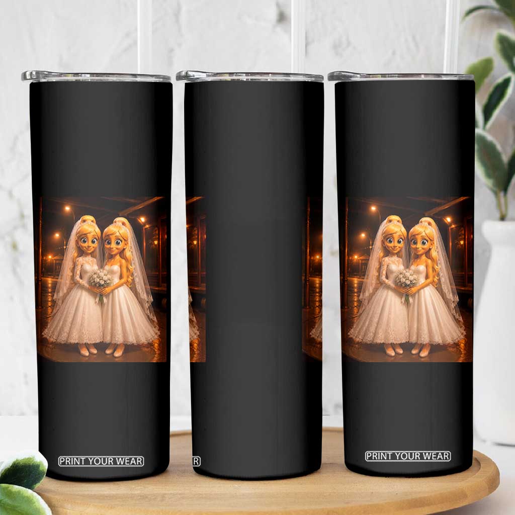 Funny Lesbian Pride Tung Tung Sahur Engagement Gift Skinny Tumbler TS12 Print Your Wear