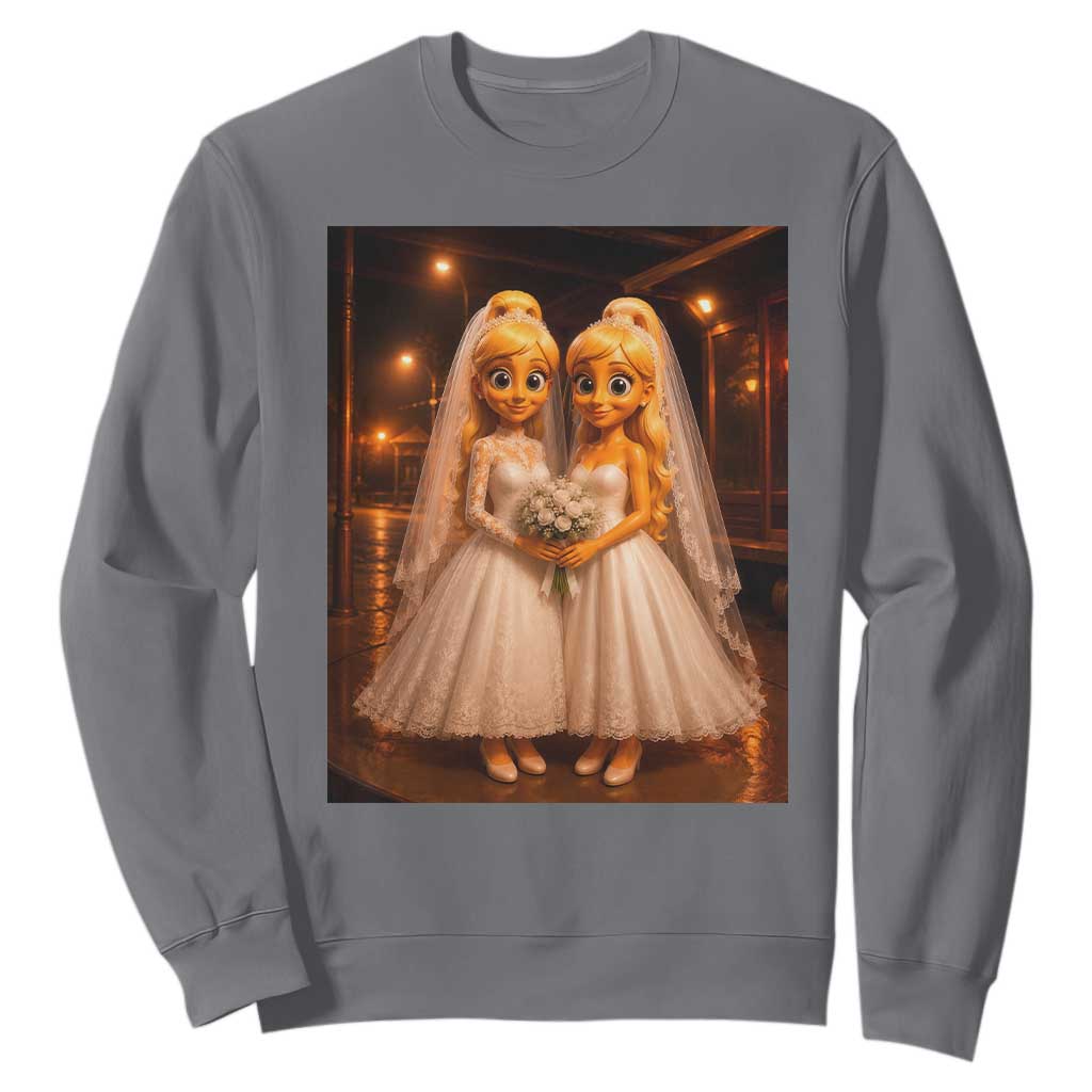 Funny Lesbian Pride Tung Tung Sahur Engagement Gift Sweatshirt