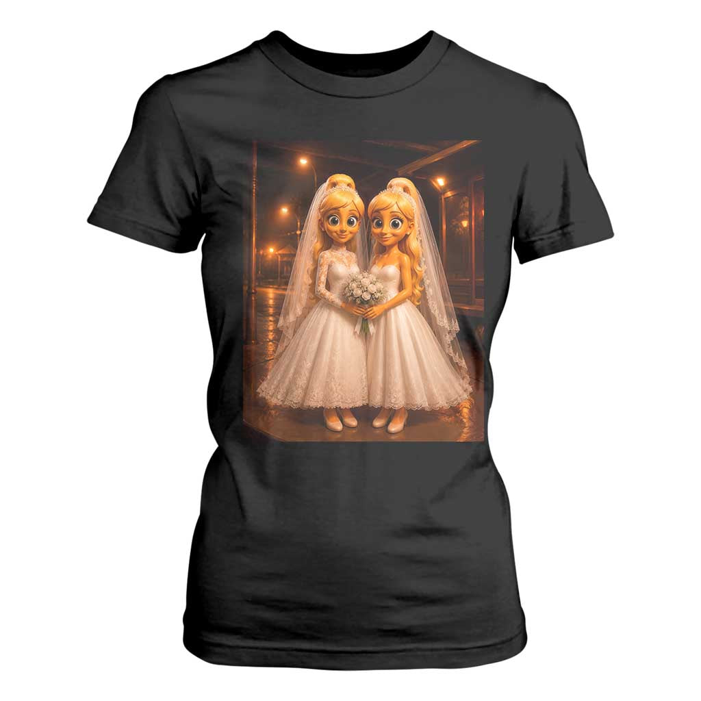 Funny Lesbian Pride Tung Tung Sahur Engagement Gift T Shirt For Women TS12 Black Print Your Wear