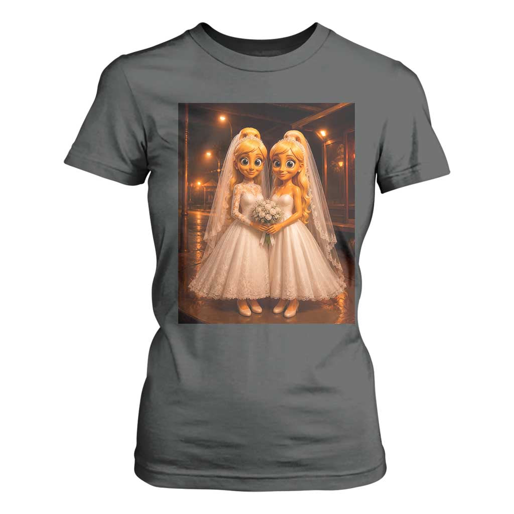 Funny Lesbian Pride Tung Tung Sahur Engagement Gift T Shirt For Women TS12 Dark Heather Print Your Wear