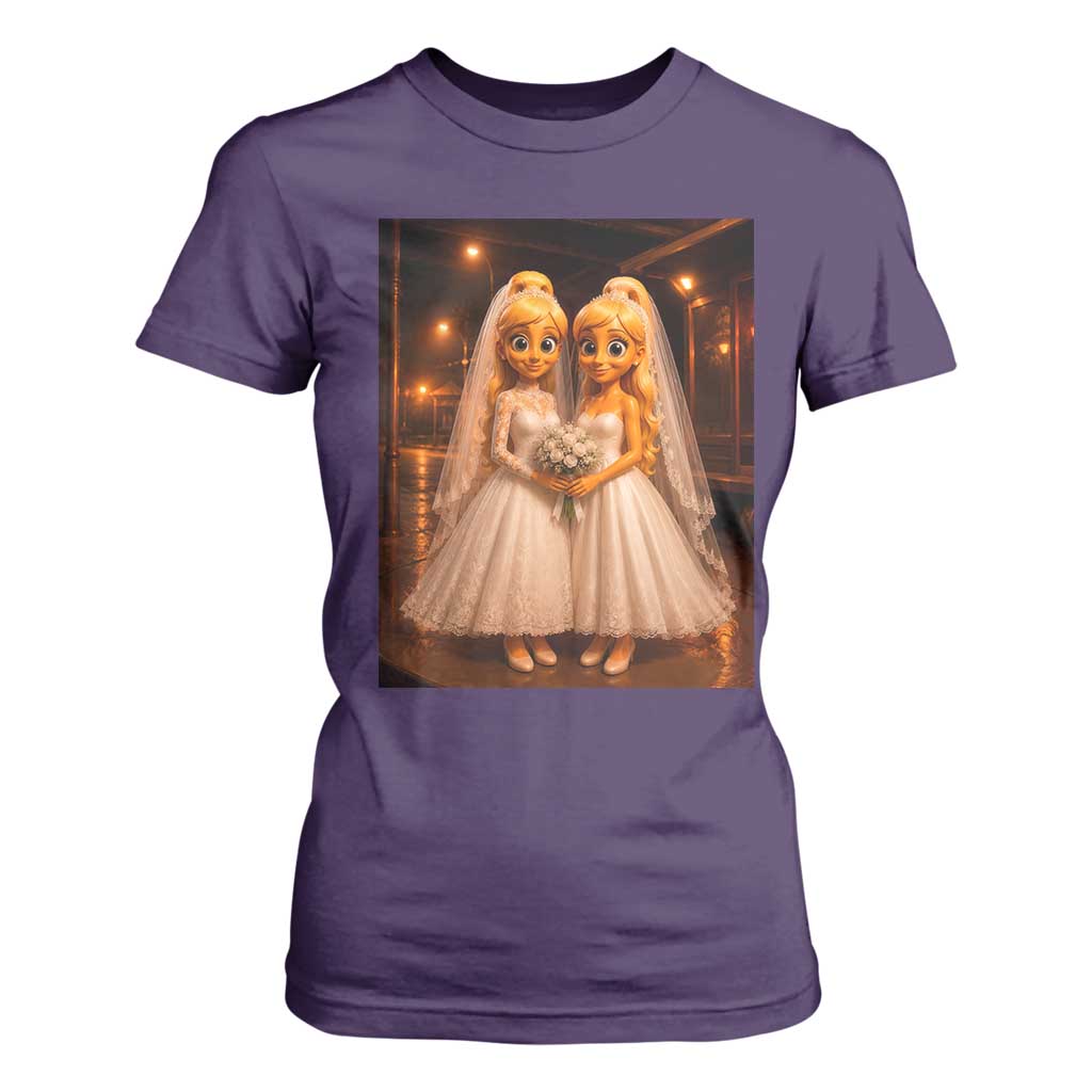 Funny Lesbian Pride Tung Tung Sahur Engagement Gift T Shirt For Women TS12 Purple Print Your Wear