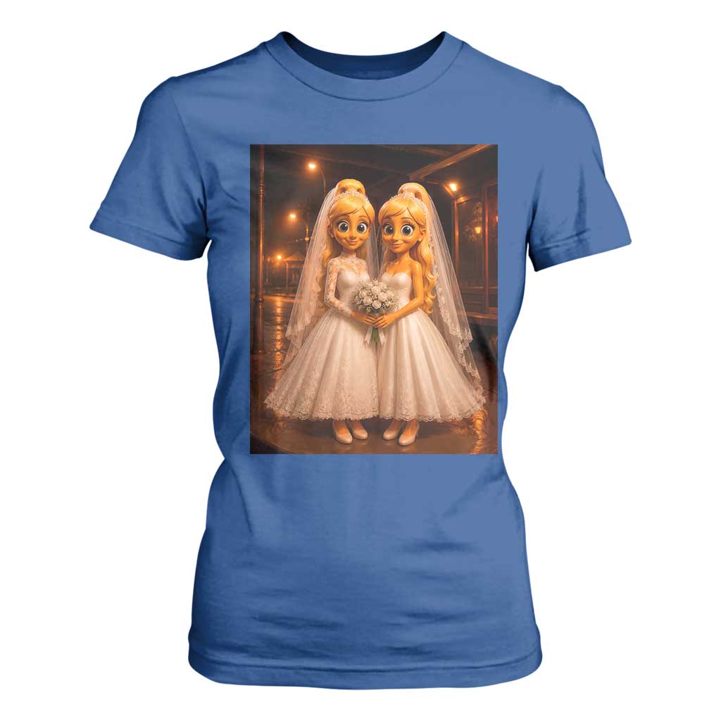 Funny Lesbian Pride Tung Tung Sahur Engagement Gift T Shirt For Women TS12 Royal Blue Print Your Wear