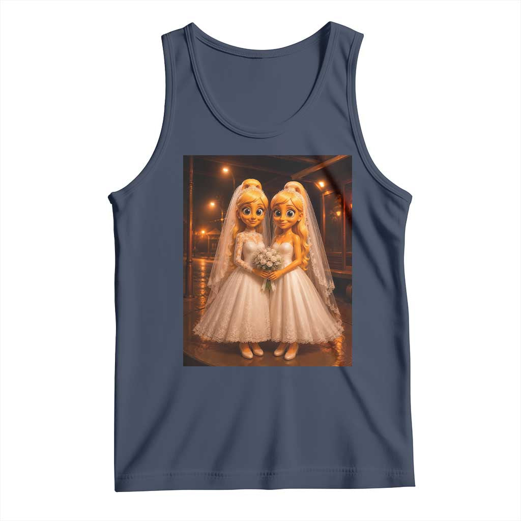 Funny Lesbian Pride Tung Tung Sahur Engagement Gift Tank Top