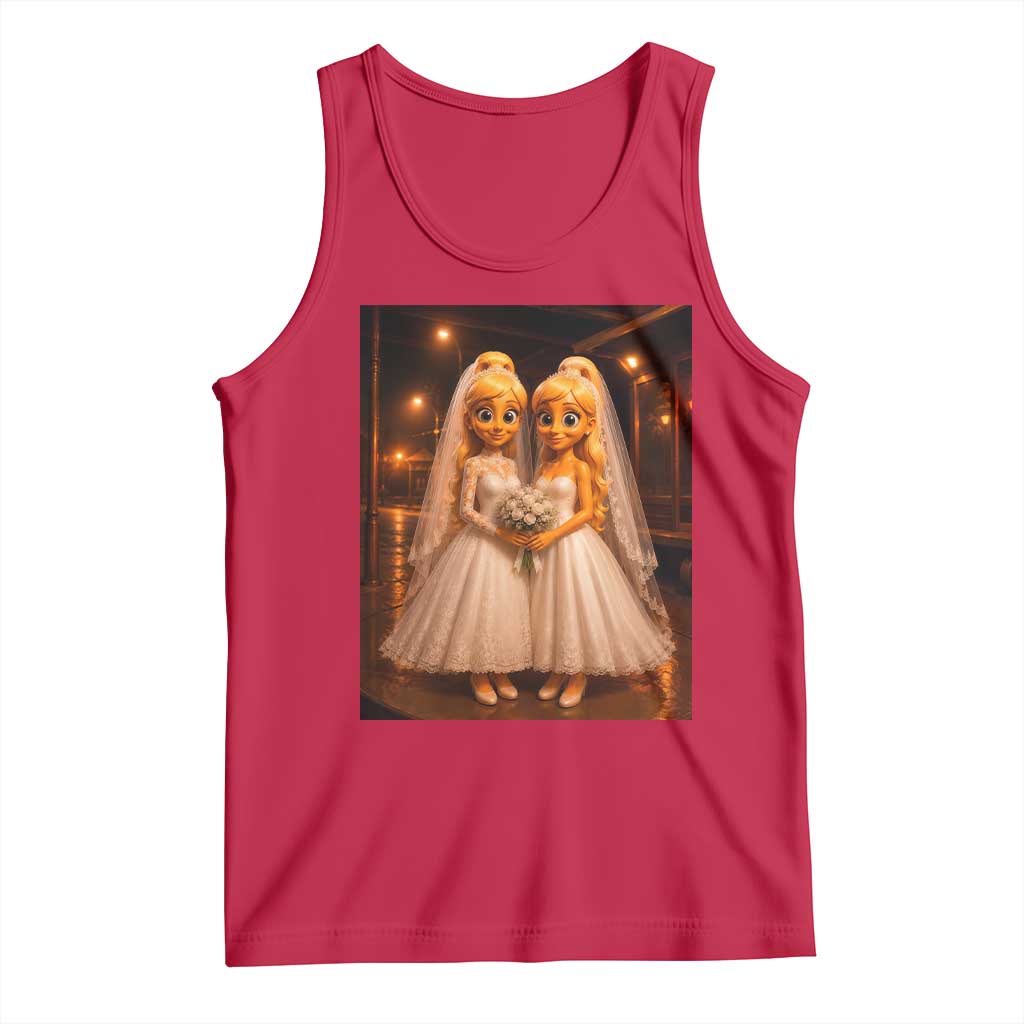 Funny Lesbian Pride Tung Tung Sahur Engagement Gift Tank Top