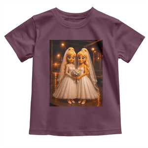 Funny Lesbian Pride Tung Tung Sahur Engagement Gift Toddler T Shirt TS12 Maroon Print Your Wear
