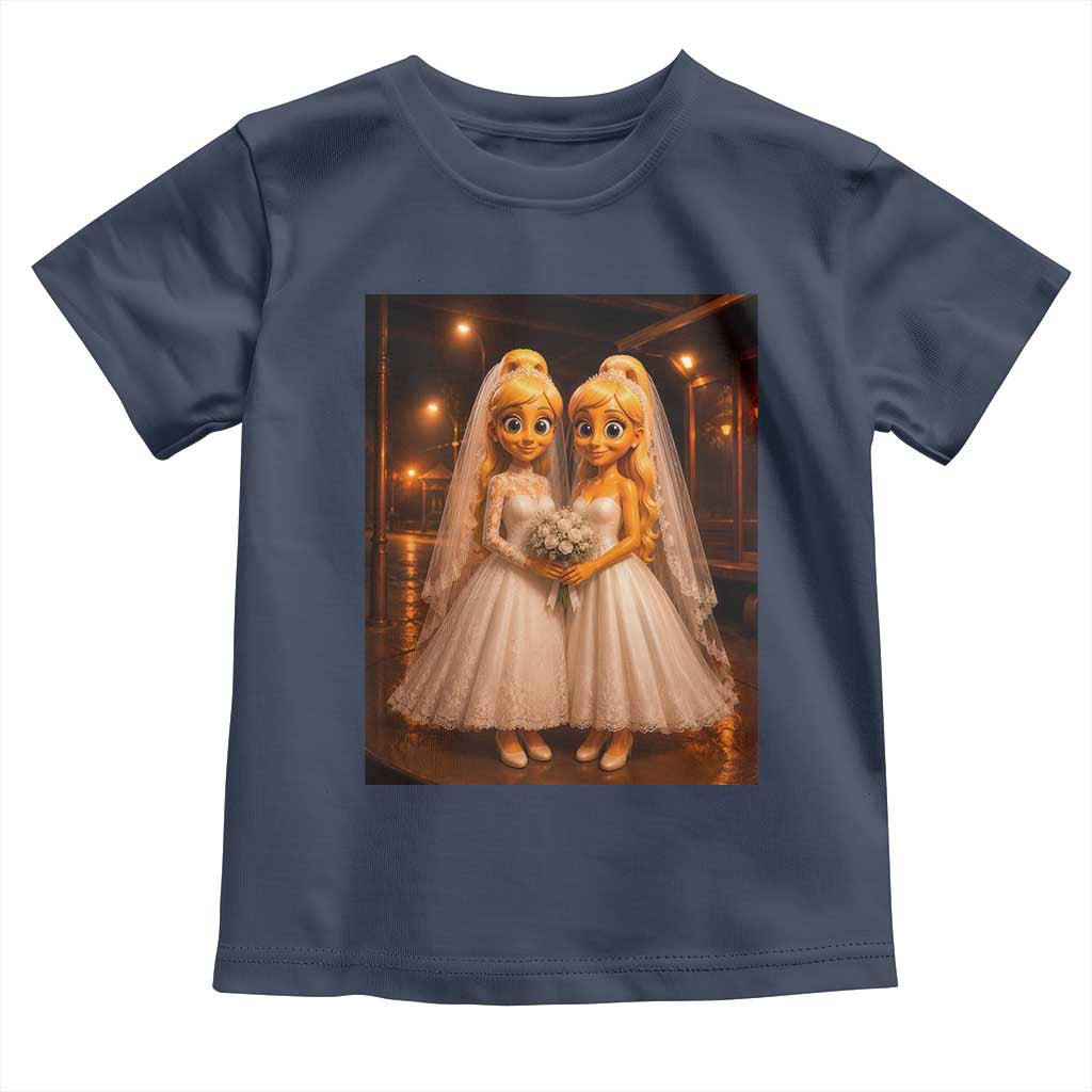 Funny Lesbian Pride Tung Tung Sahur Engagement Gift Toddler T Shirt TS12 Navy Print Your Wear