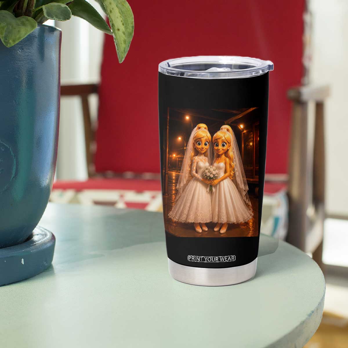 Funny Lesbian Pride Tung Tung Sahur Engagement Gift Tumbler Cup