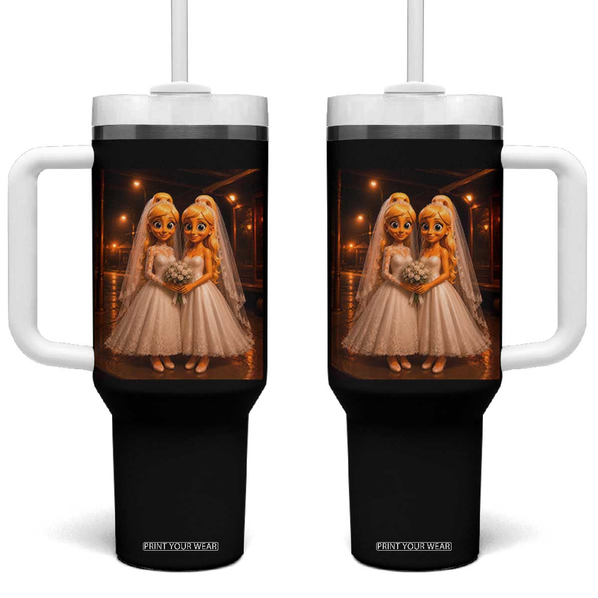 Funny Lesbian Pride Tung Tung Sahur Engagement Gift Tumbler With Handle