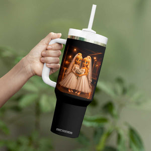 Funny Lesbian Pride Tung Tung Sahur Engagement Gift Tumbler With Handle
