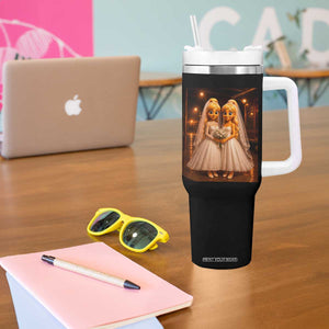 Funny Lesbian Pride Tung Tung Sahur Engagement Gift Tumbler With Handle