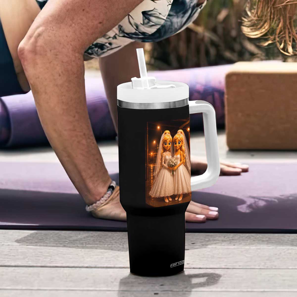 Funny Lesbian Pride Tung Tung Sahur Engagement Gift Tumbler With Handle