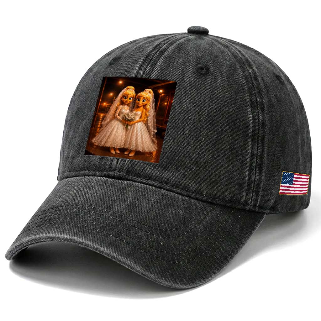 Funny Lesbian Pride Tung Tung Sahur Engagement Gift Washed Cotton Baseball Cap TS12 Print Your Wear