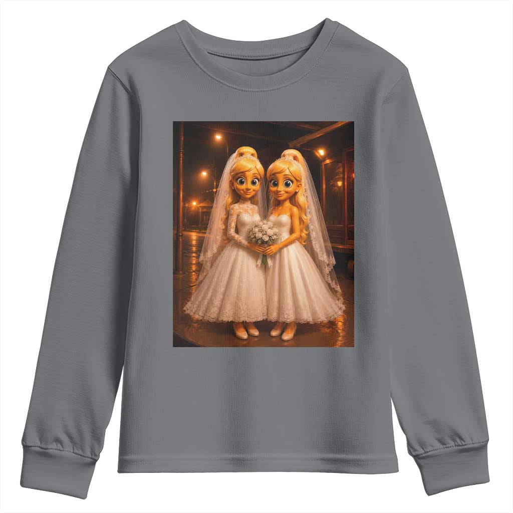 Funny Lesbian Pride Tung Tung Sahur Engagement Gift Youth Sweatshirt TS12 Charcoal Print Your Wear