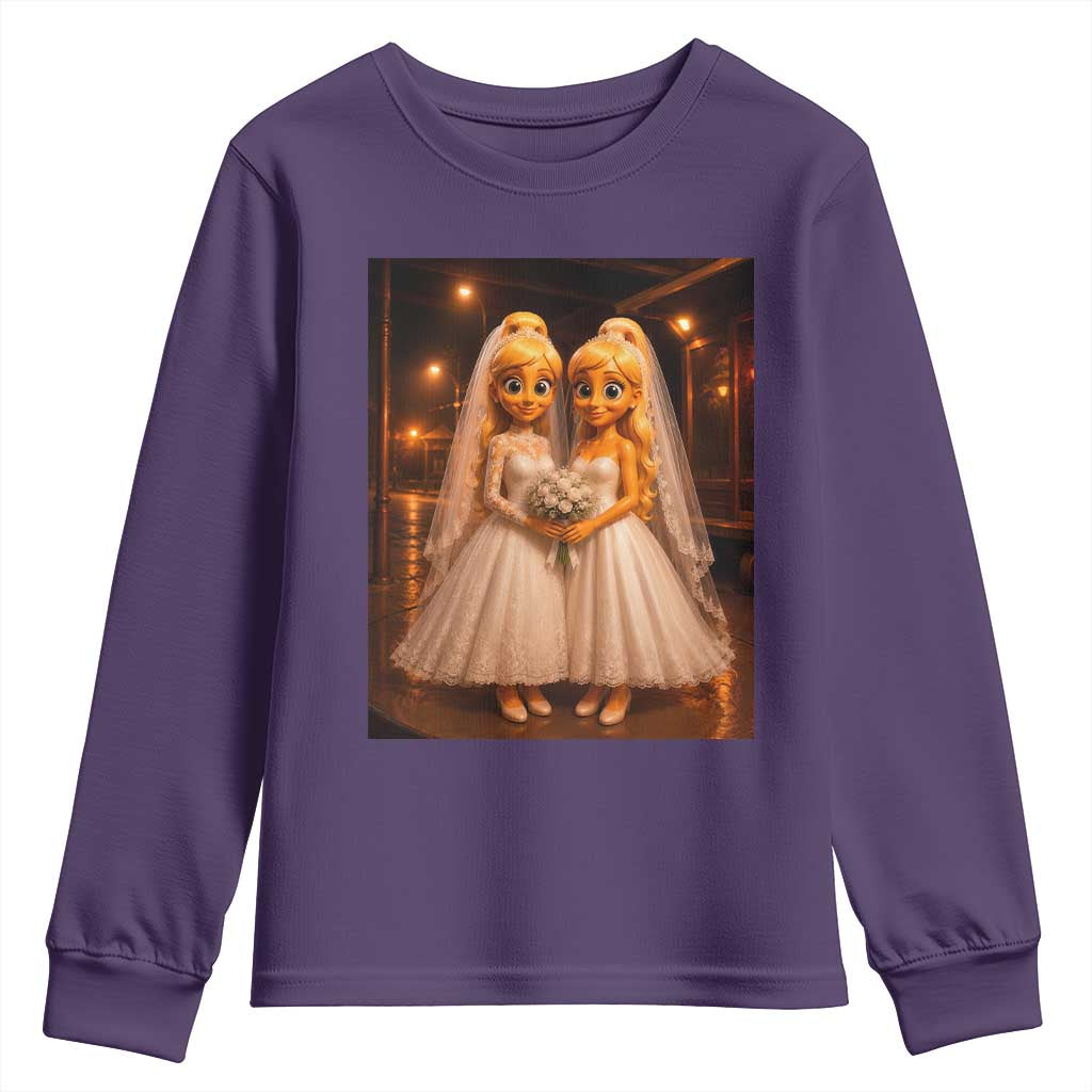 Funny Lesbian Pride Tung Tung Sahur Engagement Gift Youth Sweatshirt TS12 Purple Print Your Wear