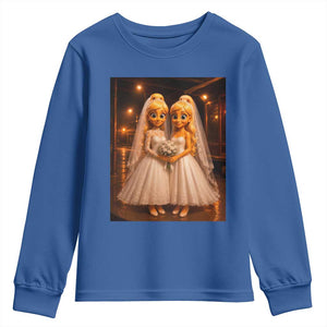 Funny Lesbian Pride Tung Tung Sahur Engagement Gift Youth Sweatshirt TS12 Royal Blue Print Your Wear