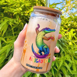 Alligaytor LGBTQ Pride Graphic Glass Can Queer Reptile Lovers TS12 White Print Your Wear