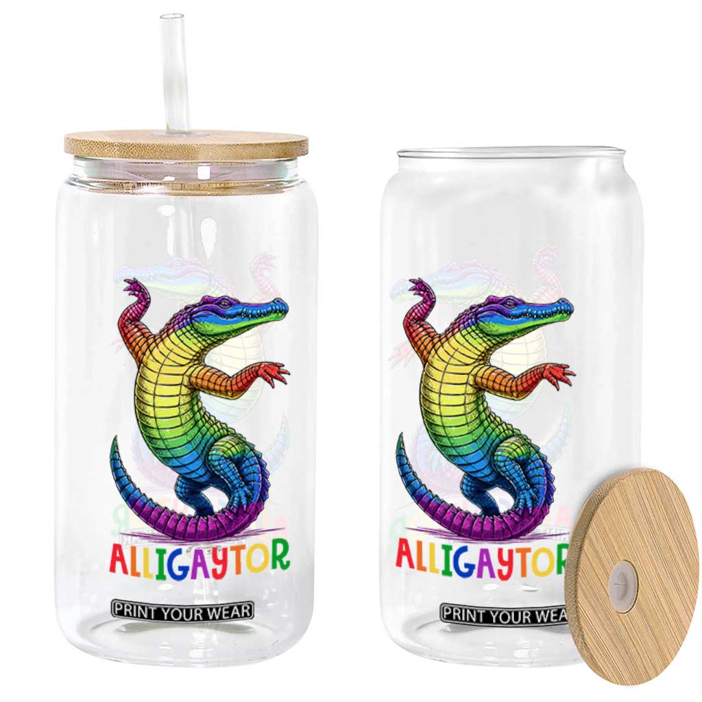 Alligaytor LGBTQ Pride Graphic Glass Can Queer Reptile Lovers TS12 Print Your Wear