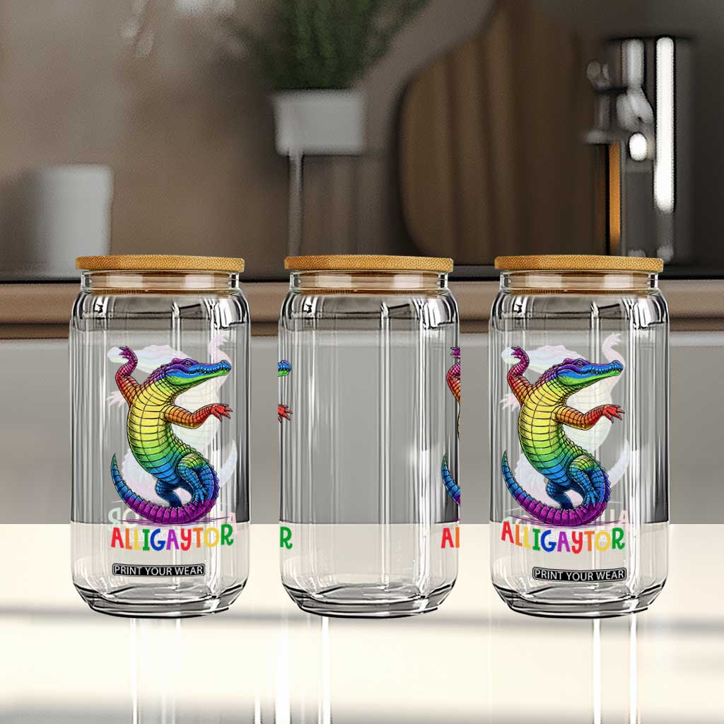 Alligaytor LGBTQ Pride Graphic Glass Can Queer Reptile Lovers TS12 Print Your Wear