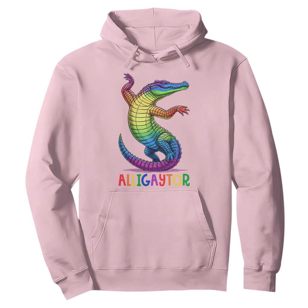 Alligaytor LGBTQ Pride Graphic Hoodie Queer Reptile Lovers TS12 Light Pink Print Your Wear