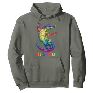 Alligaytor LGBTQ Pride Graphic Hoodie Queer Reptile Lovers TS12 Military Green Print Your Wear