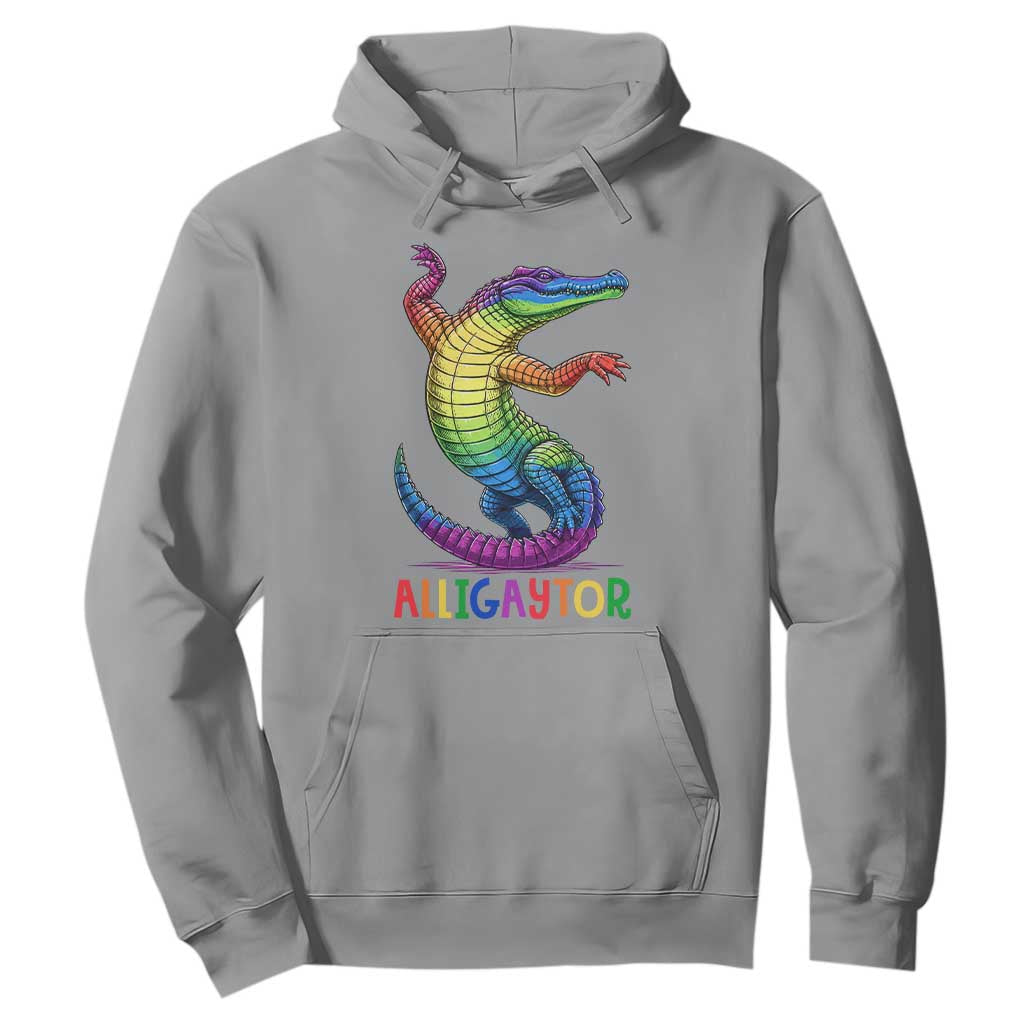 Alligaytor LGBTQ Pride Graphic Hoodie Queer Reptile Lovers TS12 Sport Gray Print Your Wear