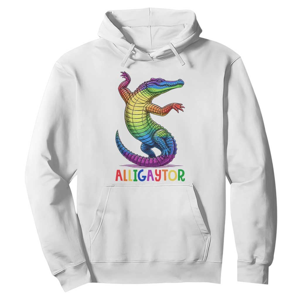 Alligaytor LGBTQ Pride Graphic Hoodie Queer Reptile Lovers TS12 White Print Your Wear