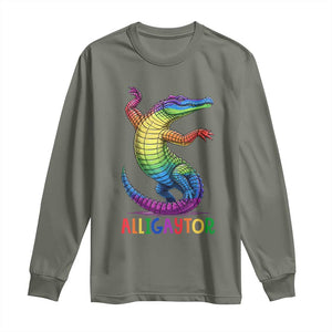 Alligaytor LGBTQ Pride Graphic Long Sleeve Shirt Queer Reptile Lovers TS12 Military Green Print Your Wear