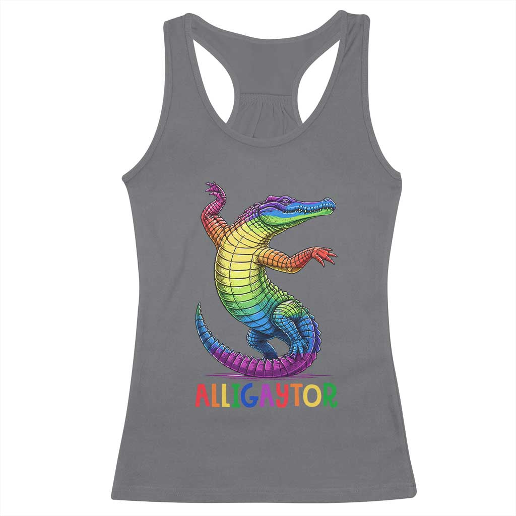 Alligaytor LGBTQ Pride Graphic Racerback Tank Top Queer Reptile Lovers TS12 Charcoal Print Your Wear