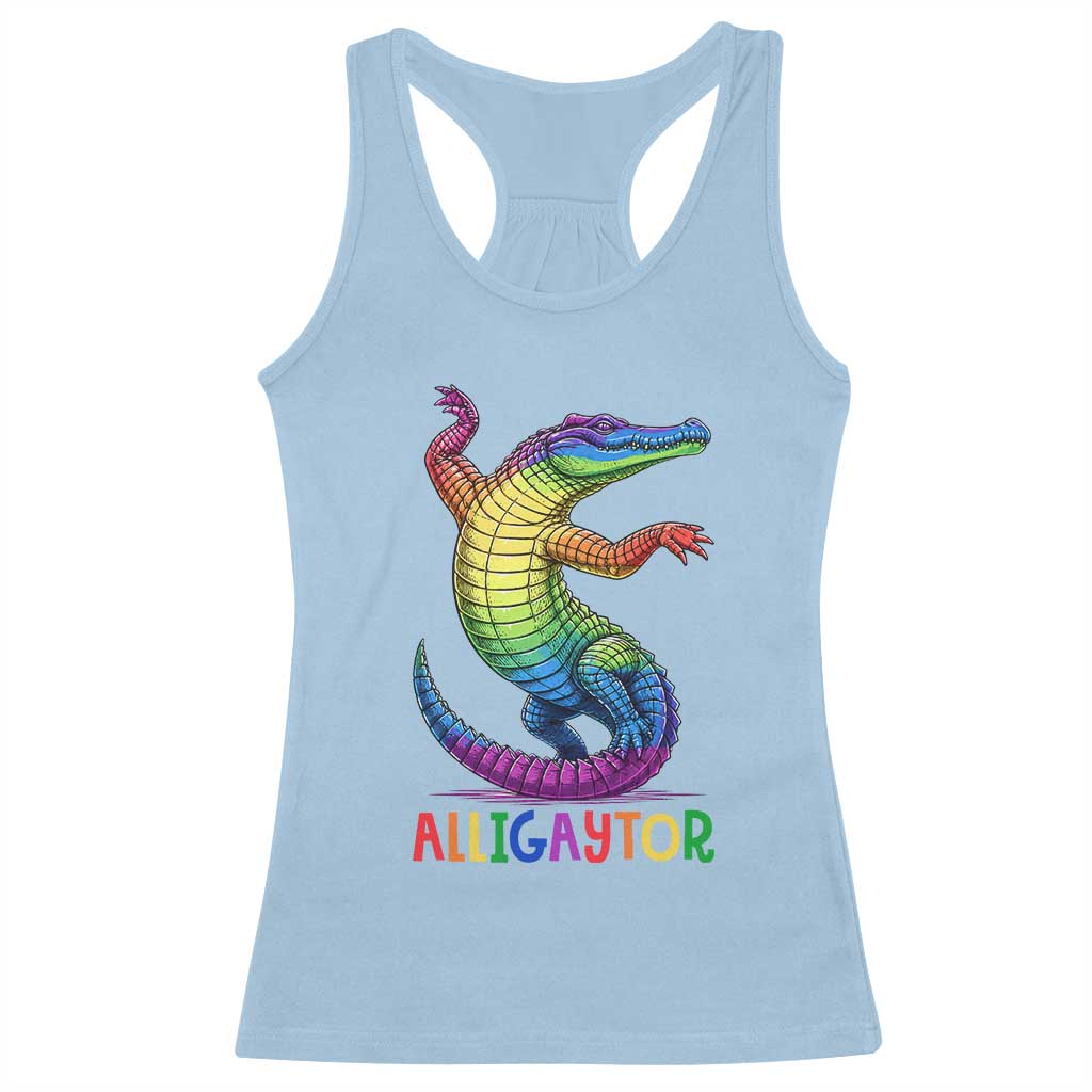 Alligaytor LGBTQ Pride Graphic Racerback Tank Top Queer Reptile Lovers TS12 Light Blue Print Your Wear