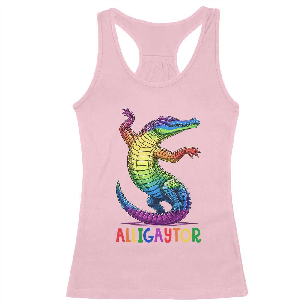 Alligaytor LGBTQ Pride Graphic Racerback Tank Top Queer Reptile Lovers TS12 Light Pink Print Your Wear