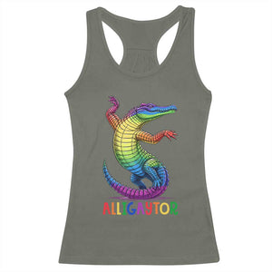 Alligaytor LGBTQ Pride Graphic Racerback Tank Top Queer Reptile Lovers TS12 Military Green Print Your Wear