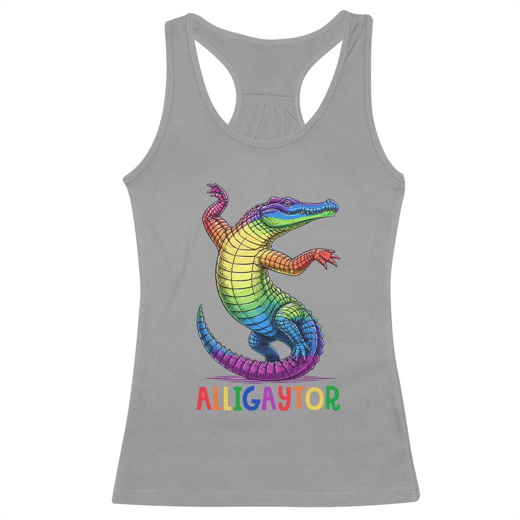 Alligaytor LGBTQ Pride Graphic Racerback Tank Top Queer Reptile Lovers TS12 Sport Gray Print Your Wear