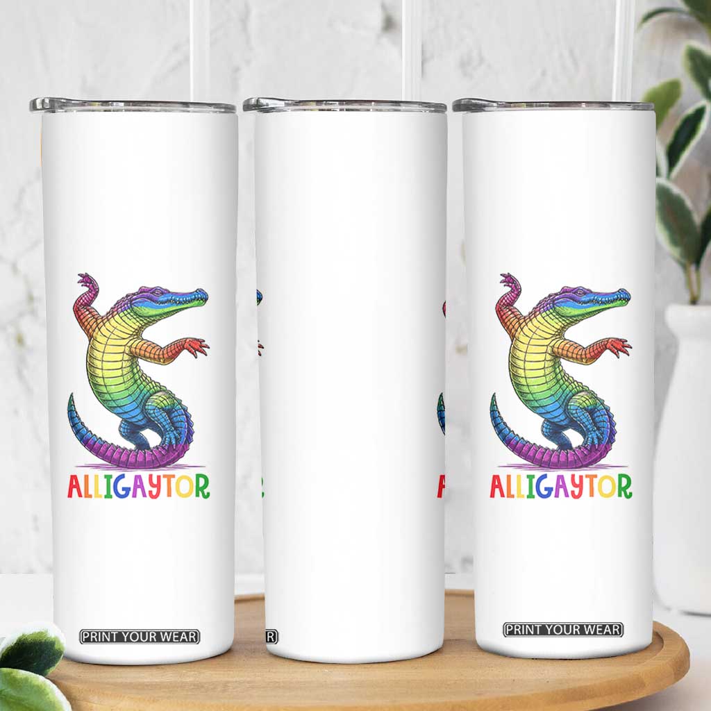 Alligaytor LGBTQ Pride Graphic Skinny Tumbler Queer Reptile Lovers TS12 Print Your Wear