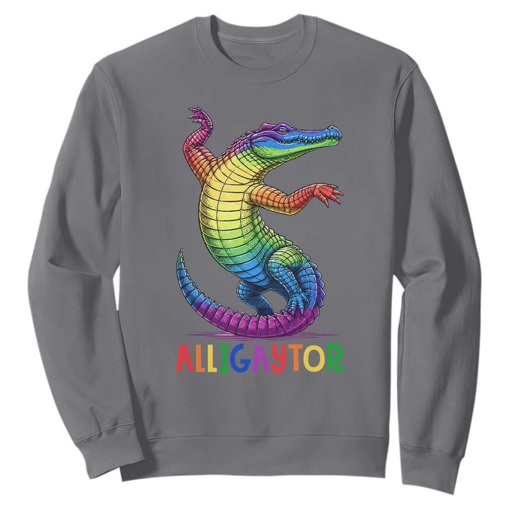 Alligaytor LGBTQ Pride Graphic Sweatshirt Queer Reptile Lovers TS12 Charcoal Print Your Wear