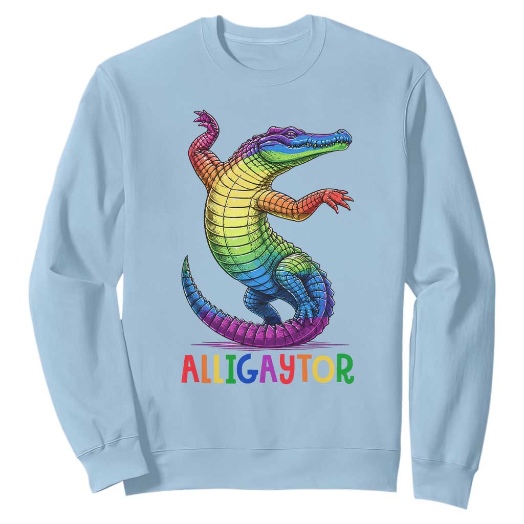 Alligaytor LGBTQ Pride Graphic Sweatshirt Queer Reptile Lovers TS12 Light Blue Print Your Wear